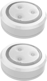 Brilliant Evolution Wireless LED Puck Lights – Cordless Study Lamp for Dorm Desk and Reading Spot, Pack of 2