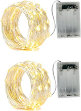 LUMIO Intentional Home Lighting Set of 2 – Barely Visible Silver Wire Fairy Lights for Headboard and Shelf, Warm White 6.6ft for Soft Restful Glow