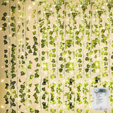 KASZOO 12 Pack Hanging Ivy Vine with String Lights – Simple Neutral Tone Accent for Scandi and Japandi Spaces