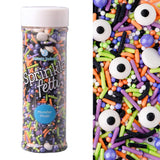 Sweets Indeed Sprinklefetti Halloween Mix – Orange, Black, Purple & Gold Decorating Jar for Festive Platters