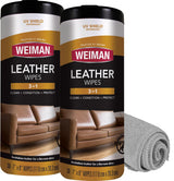 Weiman Leather Wipes - Quick Clean and Condition Anywhere with UVX-15 Sunscreen, Ideal for Open-Air Vehicles, Picnic Gear, and Weekend Adventures
