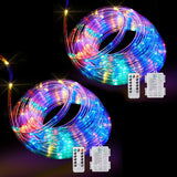 Flexible LED Tube Lights 40Ft Battery Powered 8 Modes Timer Remote for Picnic Table Trailer Awning and Garden Party