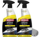 Weiman Heavy Duty Stove and Oven Cleaner and Degreaser Ready-to-Give Cleaning Gift Set with Microfiber Towel, BBQ Scent 24 Oz 2-Pack