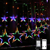 Blingstar Star Curtain Lights Warm White 138 LED 8.2 Ft with Remote and Timer Housewarming Gift and Holiday Present for Women
