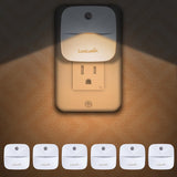 EverBrite Wall Plug Night Light – Low Profile Side Plug LED, Uncluttered Cordless Design for Modern Home, 6 Pack