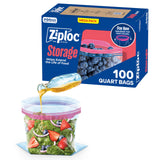 Ziploc BPA-Free Quart Freezer Bags for Wellness Routines, Snack Portioning, and Fridge-Fresh Ingredients, 100 Count