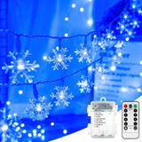 BrizLabs Snowflake Fairy Lights – Kids Bedroom Safe Decor, Flameless 40 LED Battery Lights with Timer