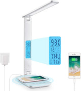 LAOPAO Stylish Home Office Lamp with Wireless Charging Pad – Anti-Glare LED, 3 Color Modes, and Polished Finish for Elevated Interiors