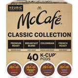 McCafe Classic Collection K-Cup Pods for Calmer Break-Room Brewing, 40-Count Low-Waste Single-Serve Coffee Variety