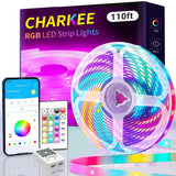 CHARKEE RGB LED Strip with Sound Reactive Mode – Behind Monitor and Gaming Desk Lighting for Work and Play