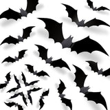 CESOF Spooky Bat Wall Art Set – 70 Reusable 3D PVC Bats in 5 Sizes, Matte Black Decor for Fireplace, Entryway & Window Walls
