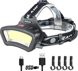 DARKBEAM 2000 Lumen Rechargeable Headlight – Red Strobe Signal for Neighborhood Walks and Nighttime Dog Walking