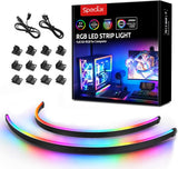 NEON Magnetic Addressable RGB Strip Kit – Worry-Free Overnight Gaming & Sleep-Safe Ambient Lighting, IP65 Silicone Coated 2x15.7in
