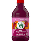 V8 Beet Ginger Lemon 100% Vegetable Juice – Calorie-Conscious Veggie Boost for Health-Conscious Adults, 46 fl oz