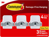 Command Broom and Mop Gripper 3-Pack – Practical Birthday Gift for Apartment Dwellers