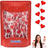 Fruidles Red Heart Shaped Lollipops – Thoughtful Holiday Gift for Mom and Wife, Individually Wrapped Strawberry Treats