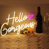 Hello Gorgeous Neon Sign – Family-Friendly Pink Neon Sign for Girls' Room, Shatter-Resistant Acrylic with Dimmer