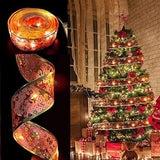 ANJAYLIA Christmas Ribbon Lights – Wedding Aisle and Tent Decor Without Outlets, 32ft Battery Powered Gold Mesh Garland