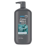 Dove Men+Care Relaxing Blue Eucalyptus + Birch Paraben-Free Face and Body Wash for Daily Safe Use, 30 oz