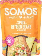 SOMOS Spicy Refried Beans – Clean Label Refried Beans for Minimalist Meal Prep, Shelf-Stable Format