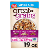 Great Grains Raisins Dates Pecans Breakfast Cereal – Family Friendly Cereal with Sweet Dates and Crunchy Clusters