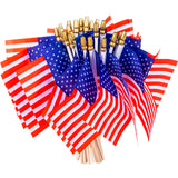 40 Pack Small American Flags on Wooden Sticks – Child-Safe Patriotic Mini Flags for Kids Parade Handouts and School Assemblies