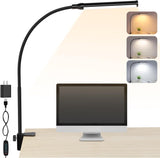ShineTech LED Clip Desk Lamp – Workstation Light for Long Screen Hours Without Eye Strain, 9 Brightness Levels, Black