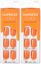 KISS imPRESS Press On Nails – Understated All Black Finish for Minimalist Bedroom Routines, 30 Pack