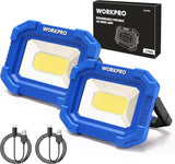WORKPRO Magnetic LED Floodlight for Camping, Fishing and Backyard Projects – 2000LM, 2 Pack