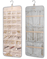 BAGSMART Double-Sided Necklace Holder – Streamlined Morning Routine Storage, 32 Clear Pockets for Rings and Watches