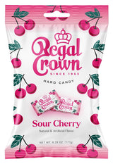 Regal Crown Sour Cherry Candy – Imported British Heritage Gift Basket Candy, Thoughtful Valentine's Day Surprise in Peg Bag