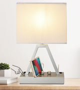Briever 3-Way Dimmable Bedside Lamp – Living Room Accent Lamp with Warm 2700K Glow, Phone Stand Beads and Rust-Resistant Base