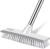 SetSail Long Reach Patio Scrub Brush with Stainless Steel Handle – Stiff Bristle Cleaner for Garage Floor and Backyard Deck