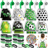 Miucat 98Pcs Soccer Party Favors – Safe Goodie Bag Set for Kids' Birthday Party with Silicone Bracelets and Whistles