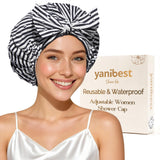 Yanibest Reusable Shower Cap – Packable Travel Hair Cover for Hostel Airbnb Stays, Washable Waterproof Bath Hat