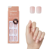 KISS imPRESS Press On Nails 'Instinct' – Five Minute Me Time Manicure for Wind Down Bath Routine, Pink Nude Squoval Short