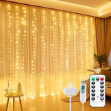 Minetom 300 LED Twinkle Lights for Teen Girl Bedroom – Safe-Touch USB Curtain Lights with Remote