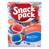 Snack Pack Strawberry and Berry Blue Gels – Sports Concession Stand Snack, 3.25 oz Cups, 12 Pack