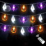 LampLustre Safe Halloween Decor 16FT 3D Ghost Pumpkin Bat LED String Lights - Cool to Touch, No Flame Battery Lights for Homes with Kids and Pets