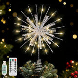 Lewondr Lighted Christmas Tree Topper – Premium Stocking Stuffer for Friends, Snowflake Design with 30 LEDs and 6H Timer