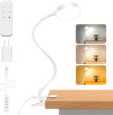 Glocusent Gooseneck Clip Desk Lamp for Students – Eye-Caring 61 LED Reading Light with 5 Brightness Levels for Homework
