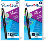Paper Mate Flair 0.7mm Medium Point Black Pens Pack of 12 for Bullet Journaling Planner Spread and Daily Task Tracking