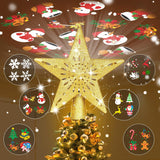 HOLIDAY MAGIC Star Projection Tree Topper Gold Finish – Dining Room Christmas Focal Point with Rotating Patterns