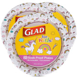 Glad for Kids Unicorn Paper Plates – Quick-Cleanup Plates for Family Meal Prep and Party Hosting, Soak-Proof Design, 8.5 Inch, 20 Count