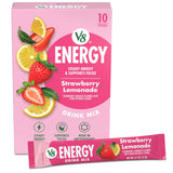 V8 Energy Strawberry Lemonade Energy Drink Powder for Study and Remote Learning, Vitamin Fortified Packets