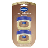 Vaseline Petroleum Jelly Cocoa Butter Mini Lip Balm Pair – Streamlined Daily Lip Balm, Two-Unit Clean Set