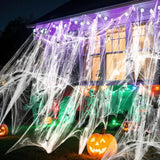 Land Guard Halloween Spider Web for Family Room and Garage Party Space, 200 sqft Safe Polyester Cobweb with 10 Bonus Spiders for Kids' Events