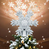 Aurora Glow Clean-Lines Snowflake Projector – Neutral Silver Holiday Accent for Intentional Spaces