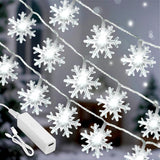 Lakumu Snowflake LED String Lights 20FT 8 Modes Timer Fairy Lights for Fireplace Mantel and Window Garland Styling
