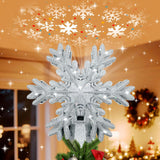 [Brand Name] Rotating Snowflake Projector Tree Topper – Modern Holiday Home Decor for Entryway and Dining Room, Hollow Sequined Design